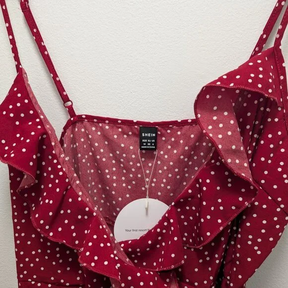 RED POLKA RUFFLE DRESS - Picture 4 of 5